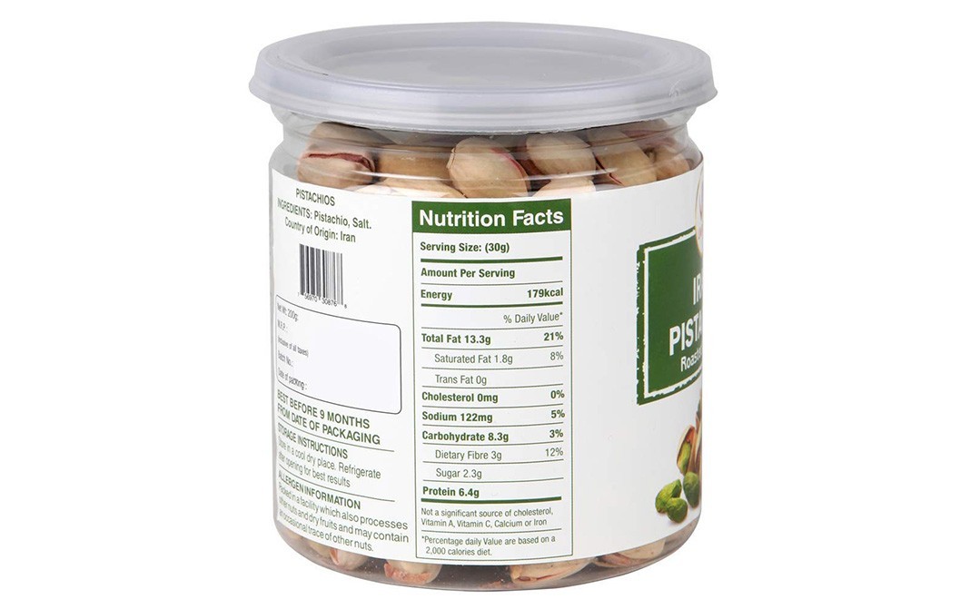 Umanac Irani Pistachios, Roasted & Salted   Jar  200 grams
